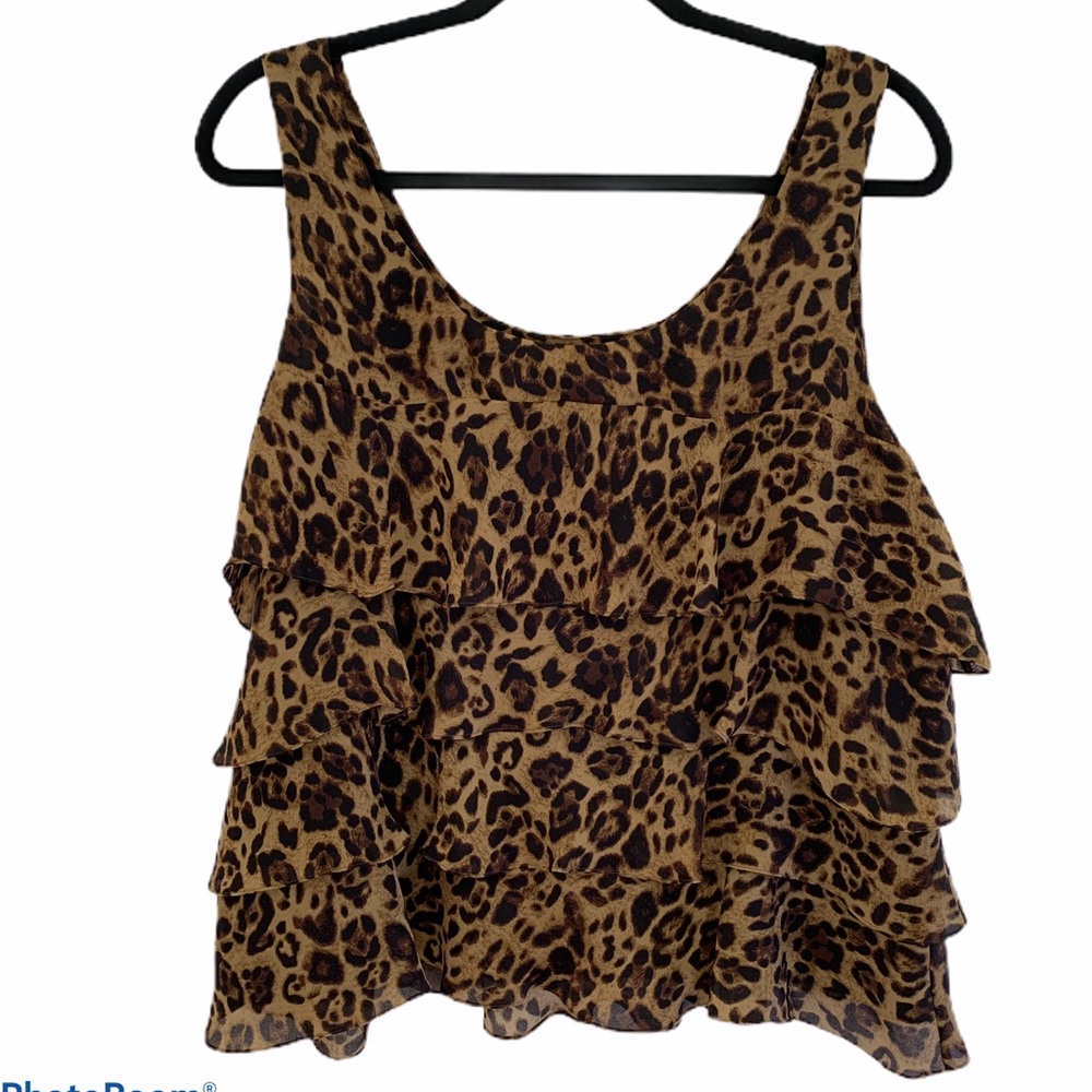 Sunny Leigh Four Layered Ruffle Leopard Print tank